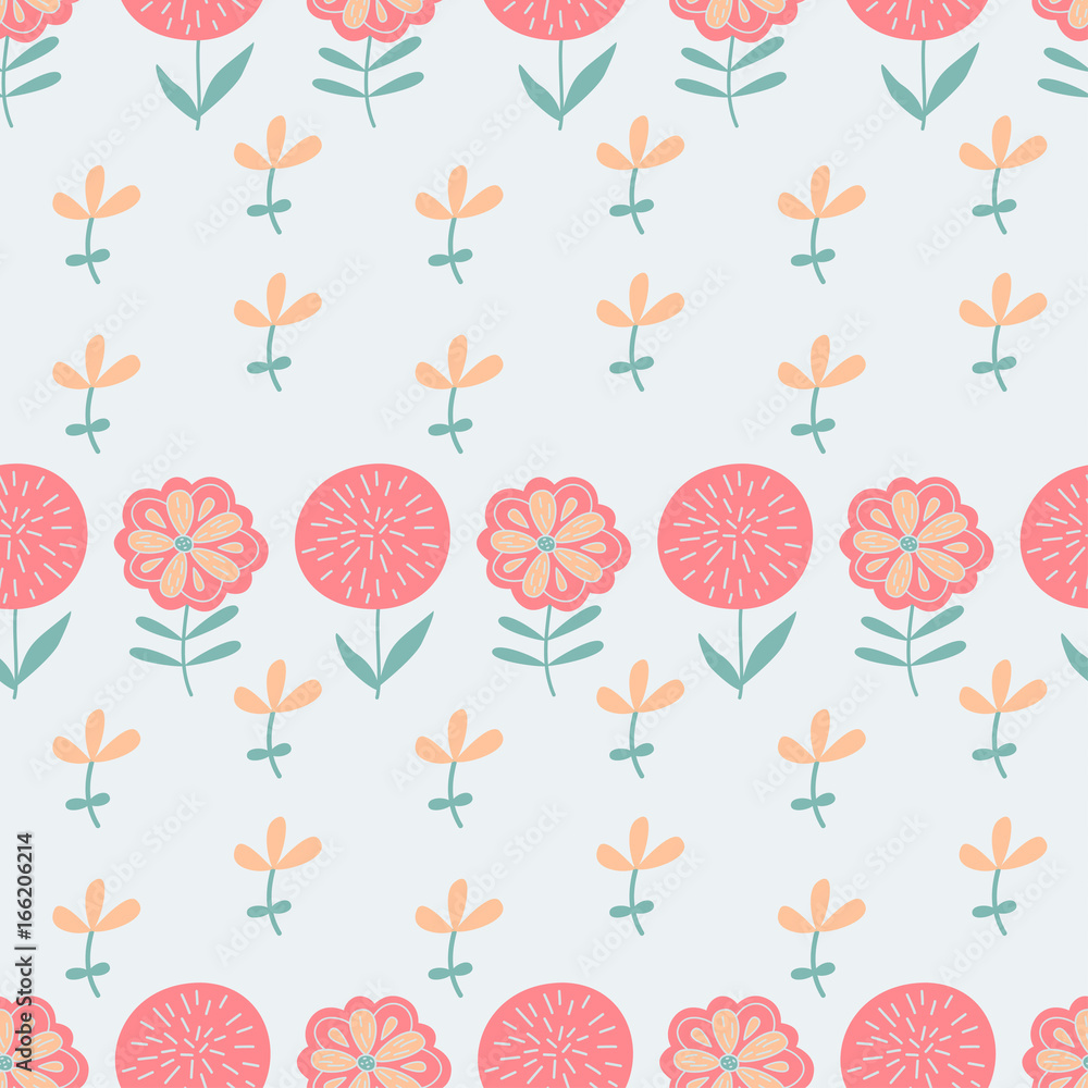 Fototapeta premium Vector seamless pattern with hand drawn floral elements