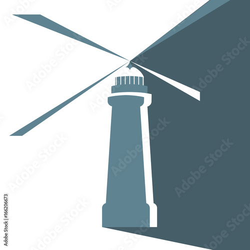 Lighthouse icon. Navigation construction. Signal Beams. Searchlight.