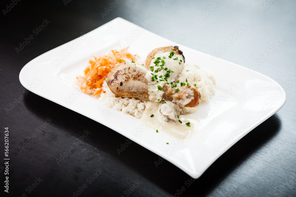 Chicken legs with rice