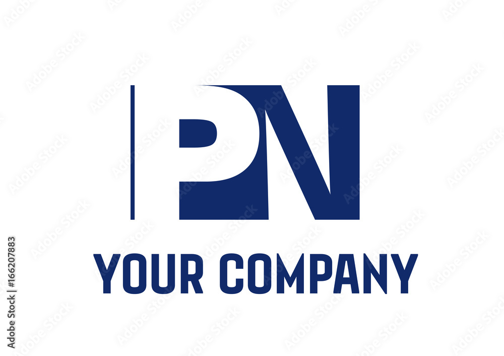  PN Negative Space Square Swoosh Letter Logo