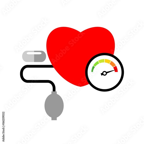 Heart disease concept with pill icon isolated on white