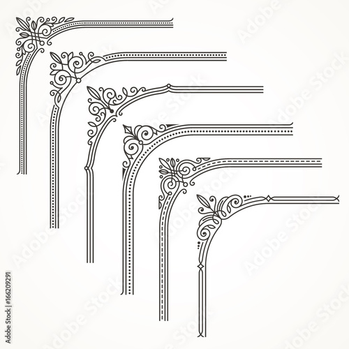 Flourishes ornate frame or corner design elements. Vector illustration.