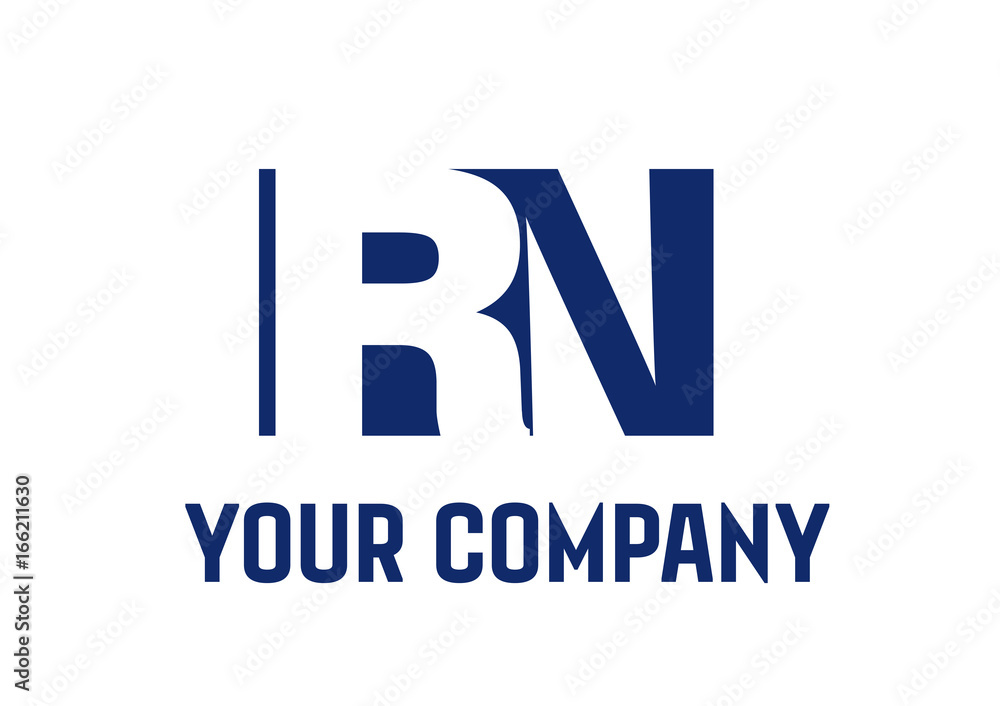RN Negative Space Square Swoosh Letter Logo RN Negative Space Square Swoosh Letter Logo