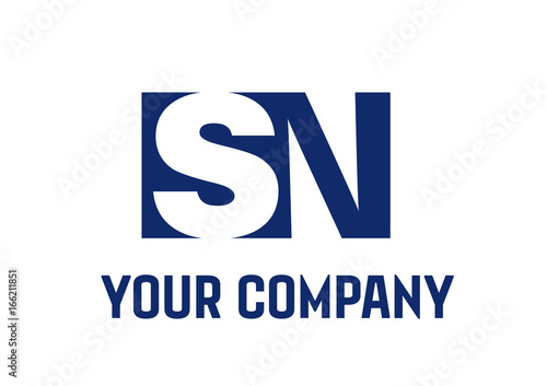 SN Negative Space Square Swoosh Letter Logo