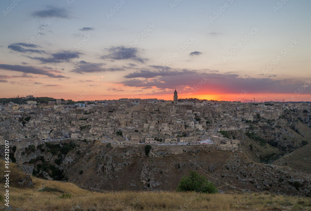 Matera (Basilicata) - The historic center of the wonderful stone city of southern Italy at sunset, a tourist attraction for the famous 
