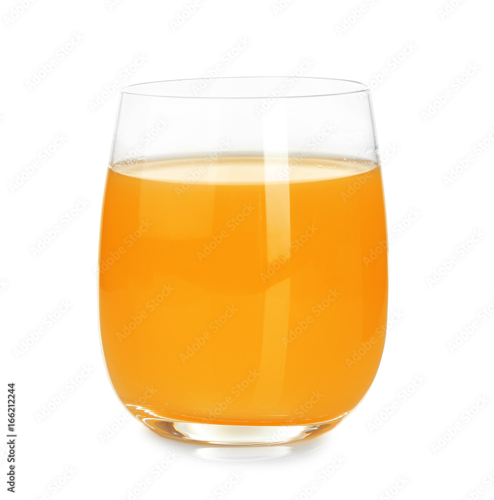 Glass of fresh orange juice on white background Glass of fresh orange juice on white background