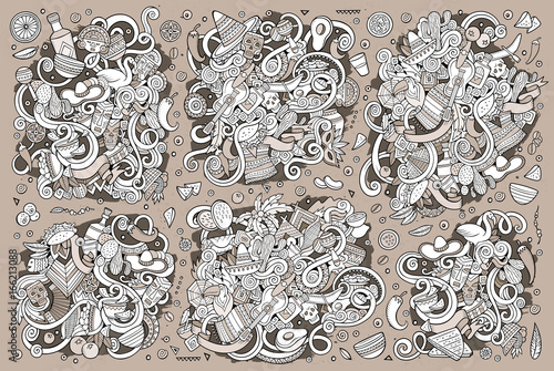 Sketchy vector hand drawn Doodle Latin American objects