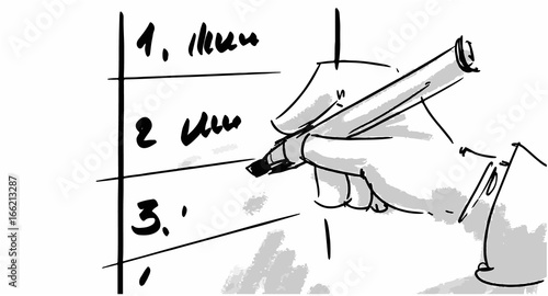 Writting results analysis on a board Vector sketch for cartoon, or storyboard projects