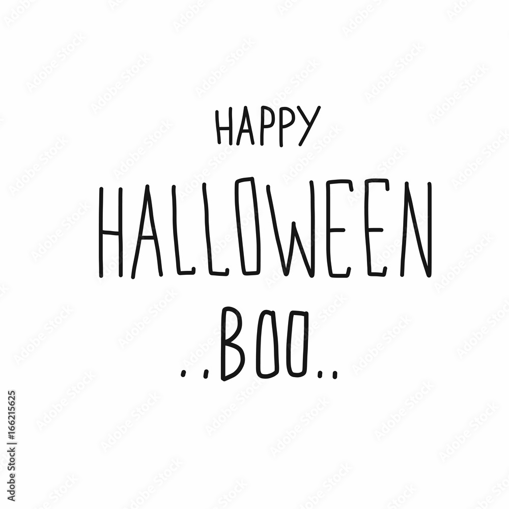 Happy Halloween Boo word handwriting vector illustration