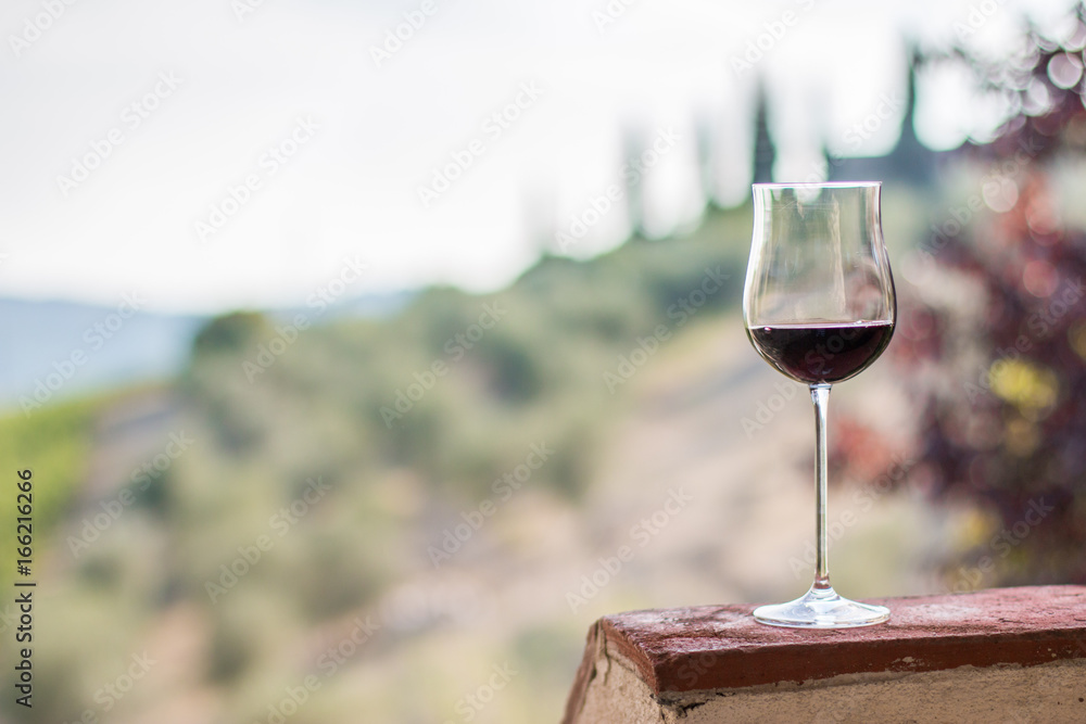 Weinglas in der Toskana, Italien
