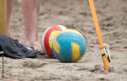 Detail of a game of beach volleybal photo