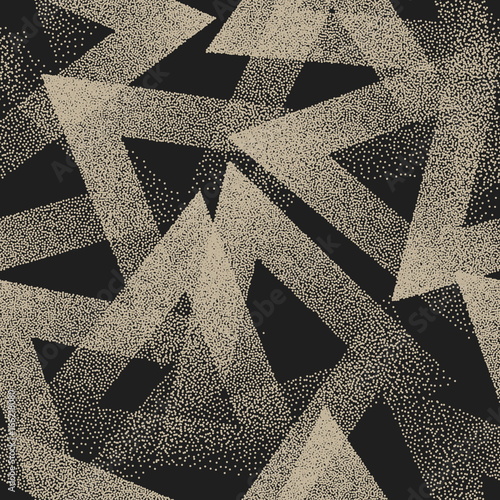 Vector Abstract Stippled Weird Hipster Seamless Pattern. Vintage Handmade Tileable Geometric Dotted Grunge Solid Simple Background. Bizarre Art Illustration