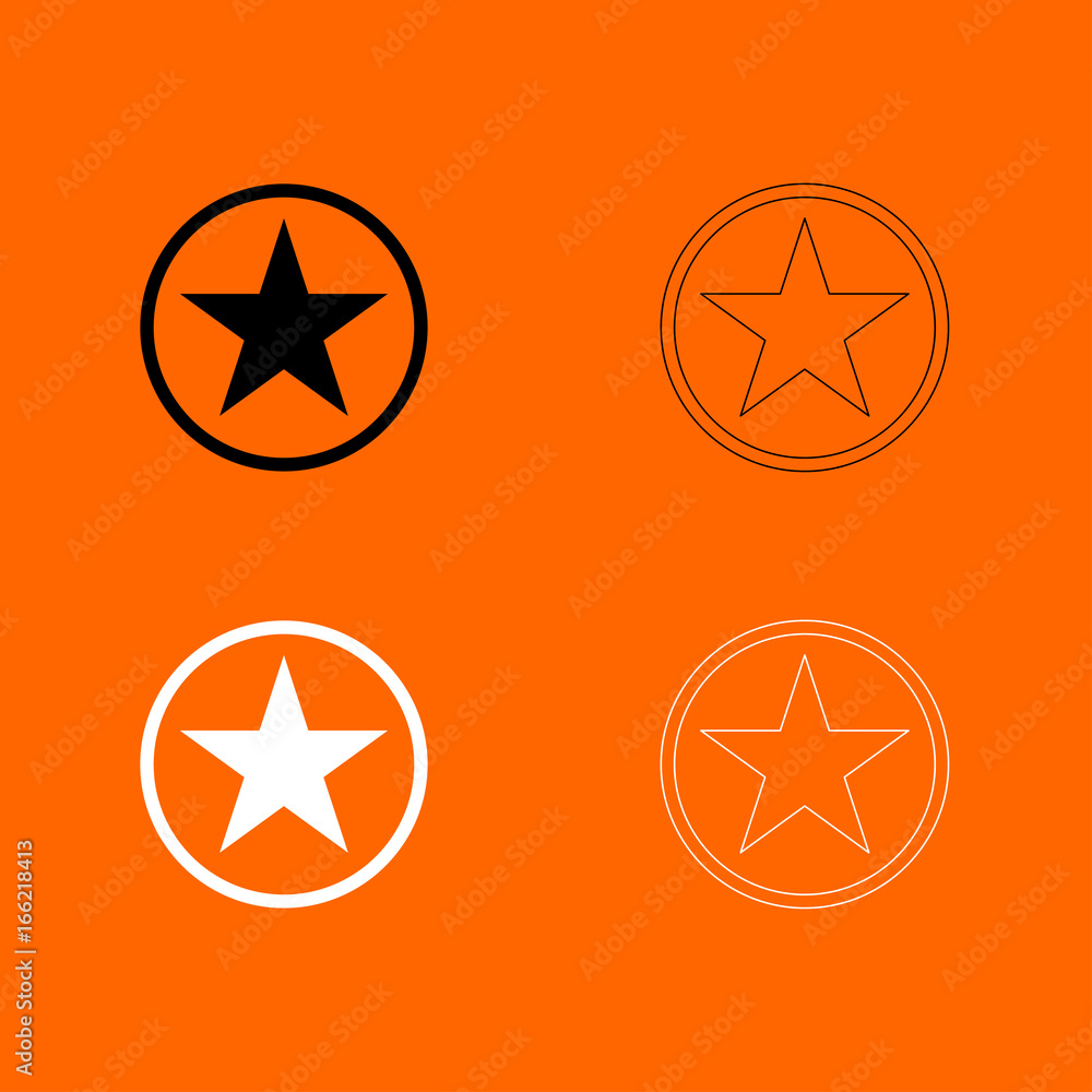 Star in circle black and white set icon . Star in circle black and white set icon .