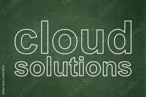 Cloud technology concept: Cloud Solutions on chalkboard background