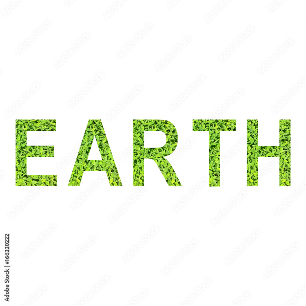 English alphabet of EARTH made from green grass on white background for isolated with clipping path, Capital letter and small letter from green grass on white background for isolated English alphabet of EARTH made from green grass on white background for isolated with clipping path, Capital letter and small letter from green grass on white background for isolated
