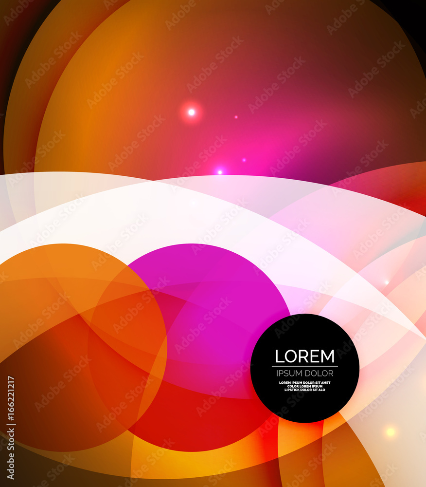 Overlapping circles on glowing abstract background Overlapping circles on glowing abstract background