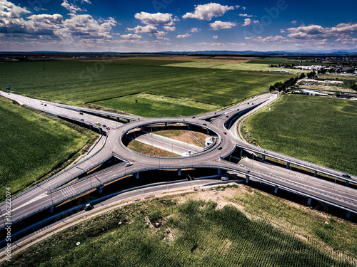 Aerial view of a Roundabout near Ploiesti Romania photo