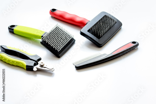 concept pet care and grooming on white background