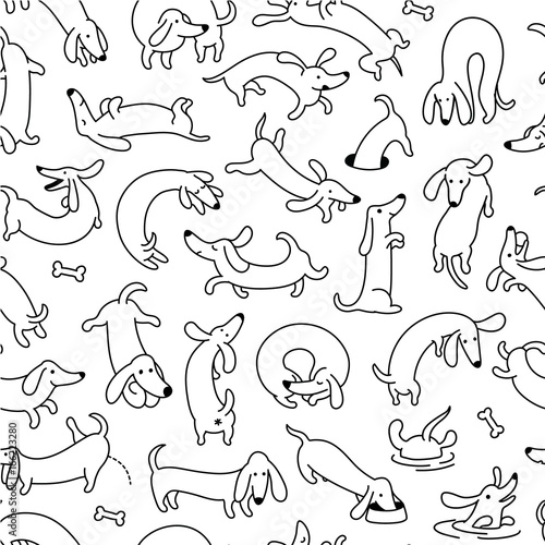 Charming Dachshund Dog Seamless Vector Pattern and Background: A Whimsical Canine-Inspired Design for Dog Lovers and Pet Enthusiasts