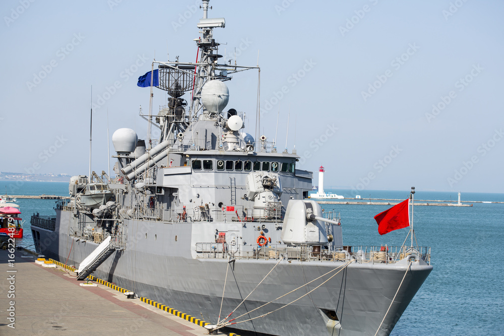 A military ship frigate of a series of modular combat ships MEKO ...