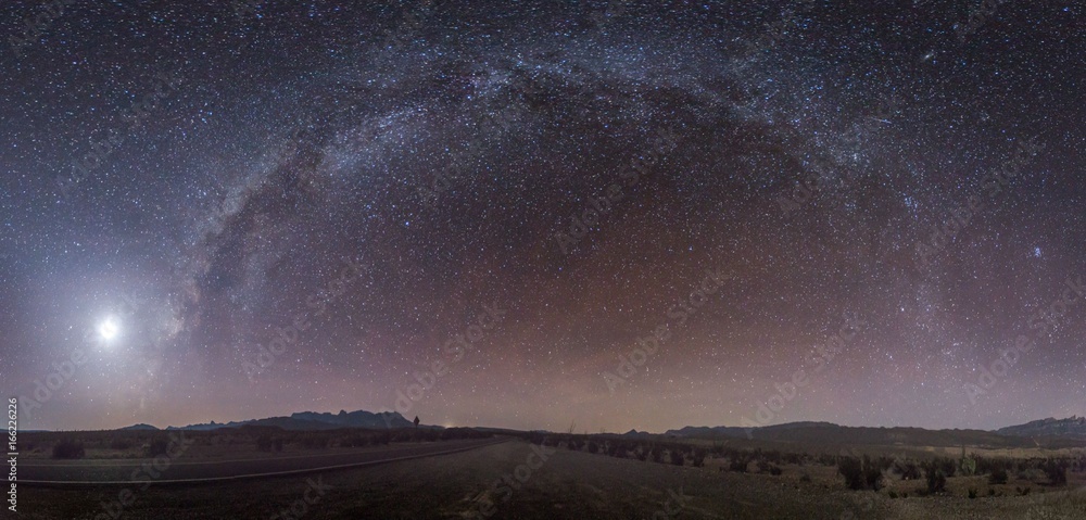 Milky Way Panormama - Big Bend National Park - obrazy, fototapety, plakaty 