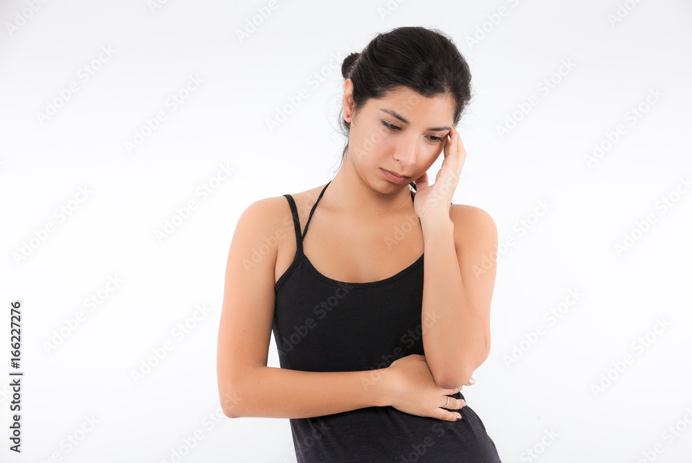 beautiful latin woman having headache beautiful latin woman having headache