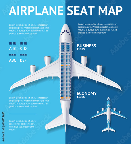Airplane Seat Map Class Card. Vector