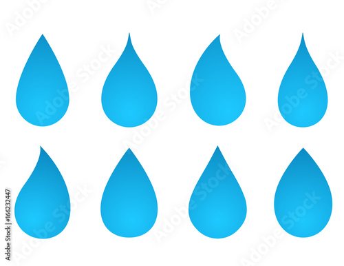set of water drop silhouettes