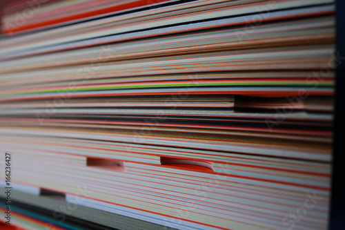 stack of colored cardboard