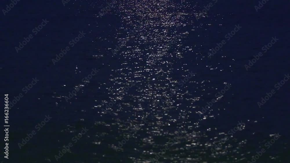 Lunar path drawing on water surface, road to adventure and unexplored continents Lunar path drawing on water surface, road to adventure and unexplored continents
