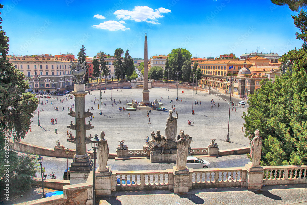 Naklejka premium Piazza del Popolo (Plac Ludowy) w Rzymie, Włochy