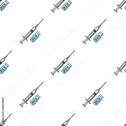 The syringe and bottle of insulin.Medicines for the treatment of diabetes.Diabetes single icon in cartoon style vector symbol stock illustration.