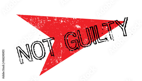 Not Guilty rubber stamp. Grunge design with dust scratches. Effects can be easily removed for a clean, crisp look. Color is easily changed.