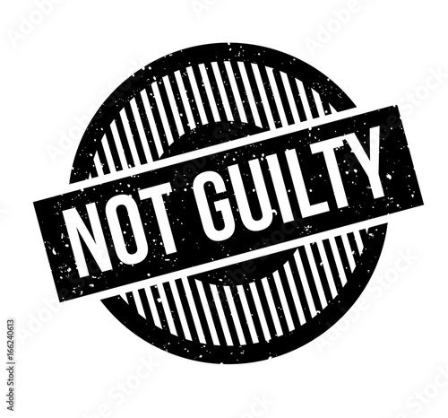 Not Guilty rubber stamp. Grunge design with dust scratches. Effects can be easily removed for a clean, crisp look. Color is easily changed.