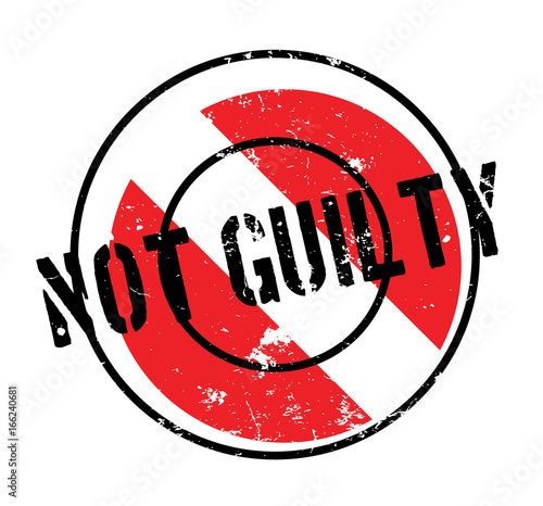 Not Guilty rubber stamp. Grunge design with dust scratches. Effects can be easily removed for a clean, crisp look. Color is easily changed.