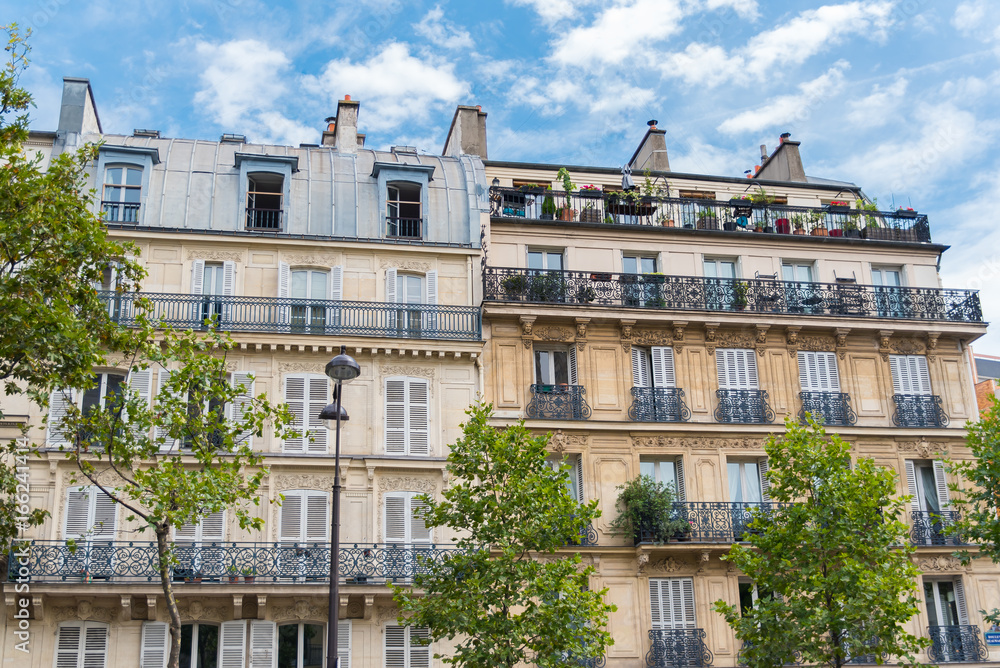     Paris, typical facade, beautiful building 