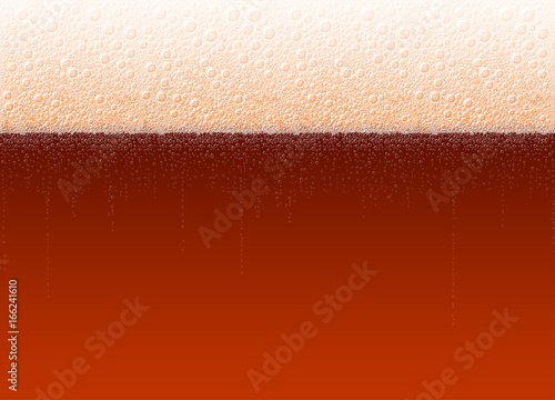 Foamy beer with a bubbles. The variety Dark Stout Porter. High detailed realistic vector background illustration for Oktoberfest beer festival. No Mesh