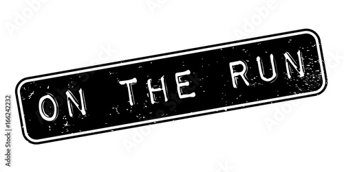 On The Run rubber stamp. Grunge design with dust scratches. Effects can be easily removed for a clean, crisp look. Color is easily changed.