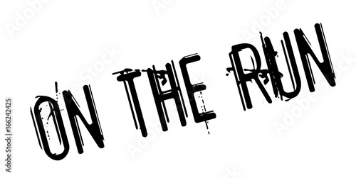 On The Run rubber stamp. Grunge design with dust scratches. Effects can be easily removed for a clean, crisp look. Color is easily changed.