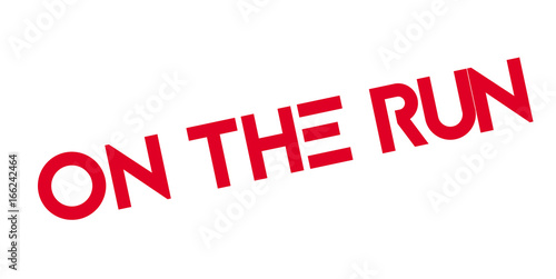 On The Run rubber stamp. Grunge design with dust scratches. Effects can be easily removed for a clean, crisp look. Color is easily changed.