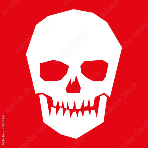 Totenkopf - Piktogramm - weiß - roter Hintergrund