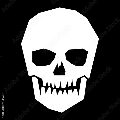 Totenkopf - Piktogramm - weiß - schwarzer Hintergrund