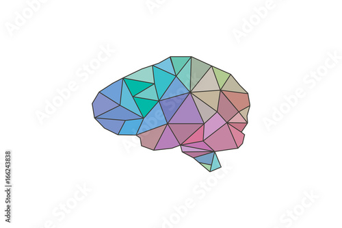 Polygon human brain. Medical icon. Abstract vector illustration.