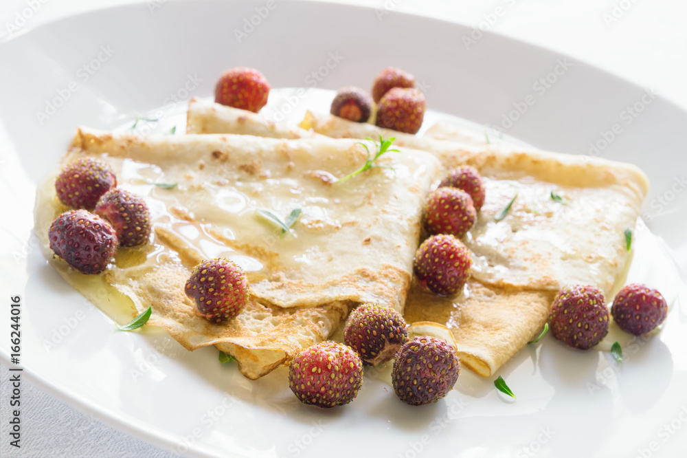 dessert crepes with garden berries and herbs dessert crepes with garden berries and herbs