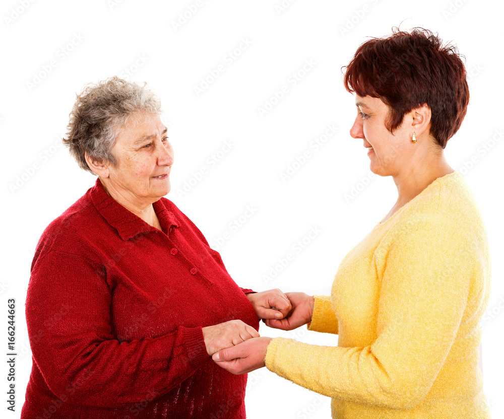 Elderly woman and young caregiver Elderly woman and young caregiver