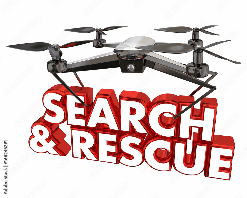 Search and Rescue SOS Help Drone Flying Carrying Words 3d Animation  Illustration Stock | Adobe Stock