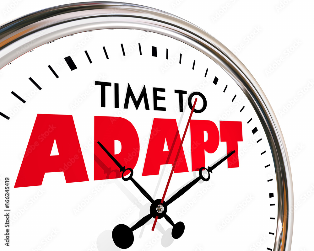 Time to Adapt Change Evolve Clock Hands Ticking 3d Illustration Time to Adapt Change Evolve Clock Hands Ticking 3d Illustration