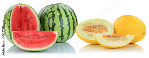 Melonen Honigmelone Wassermelone Fr  chte Frucht Obst Sommer Freisteller freigestellt isoliert