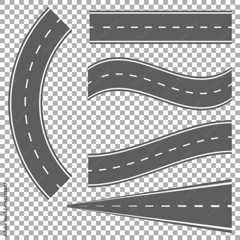 Fototapeta premium Set of bending roads and highways vector illustrations