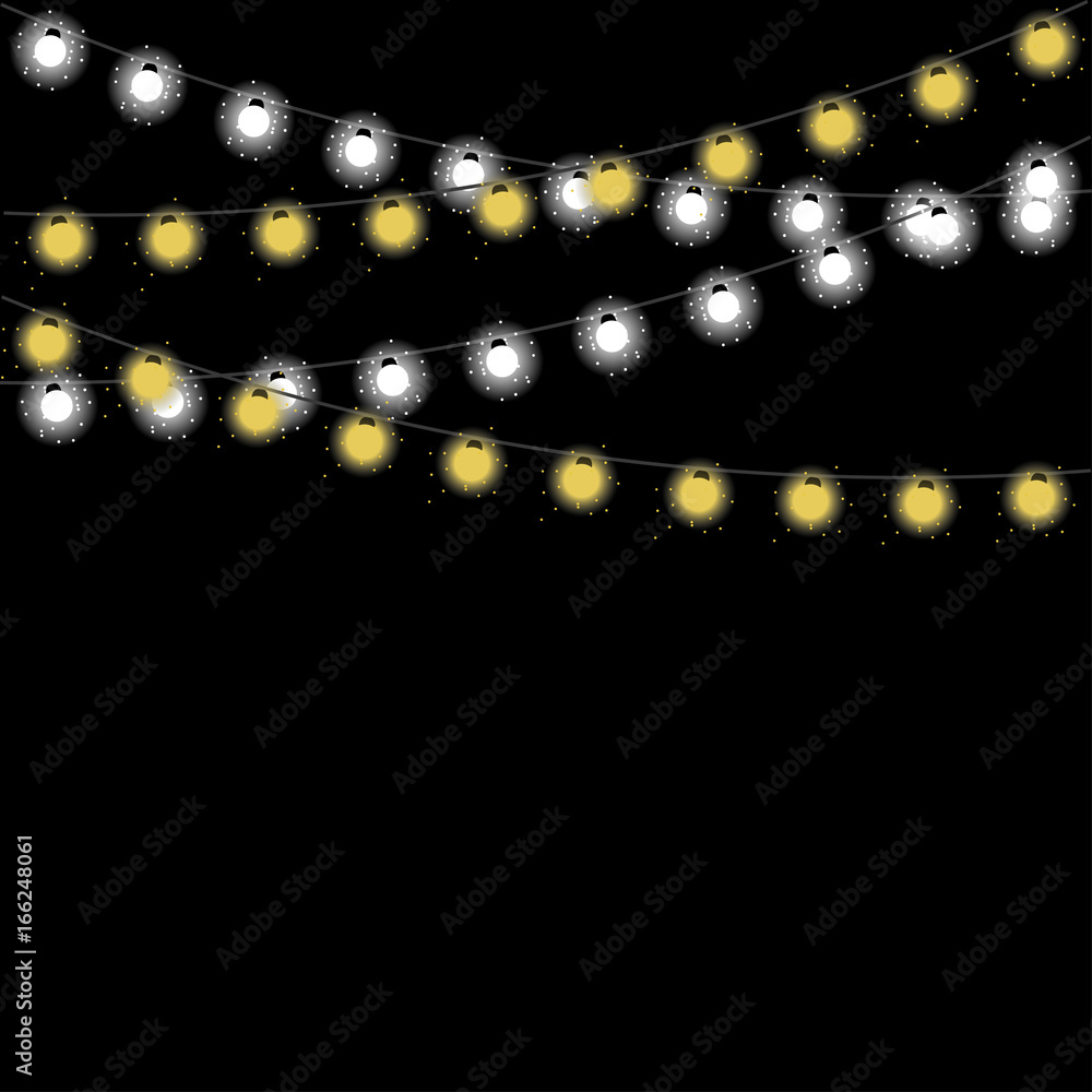 Christmas lights isolated realistic design elements. Garland lights